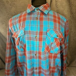 The North Face Plaid Blue Red Button Up Shirt XL 51” Chest